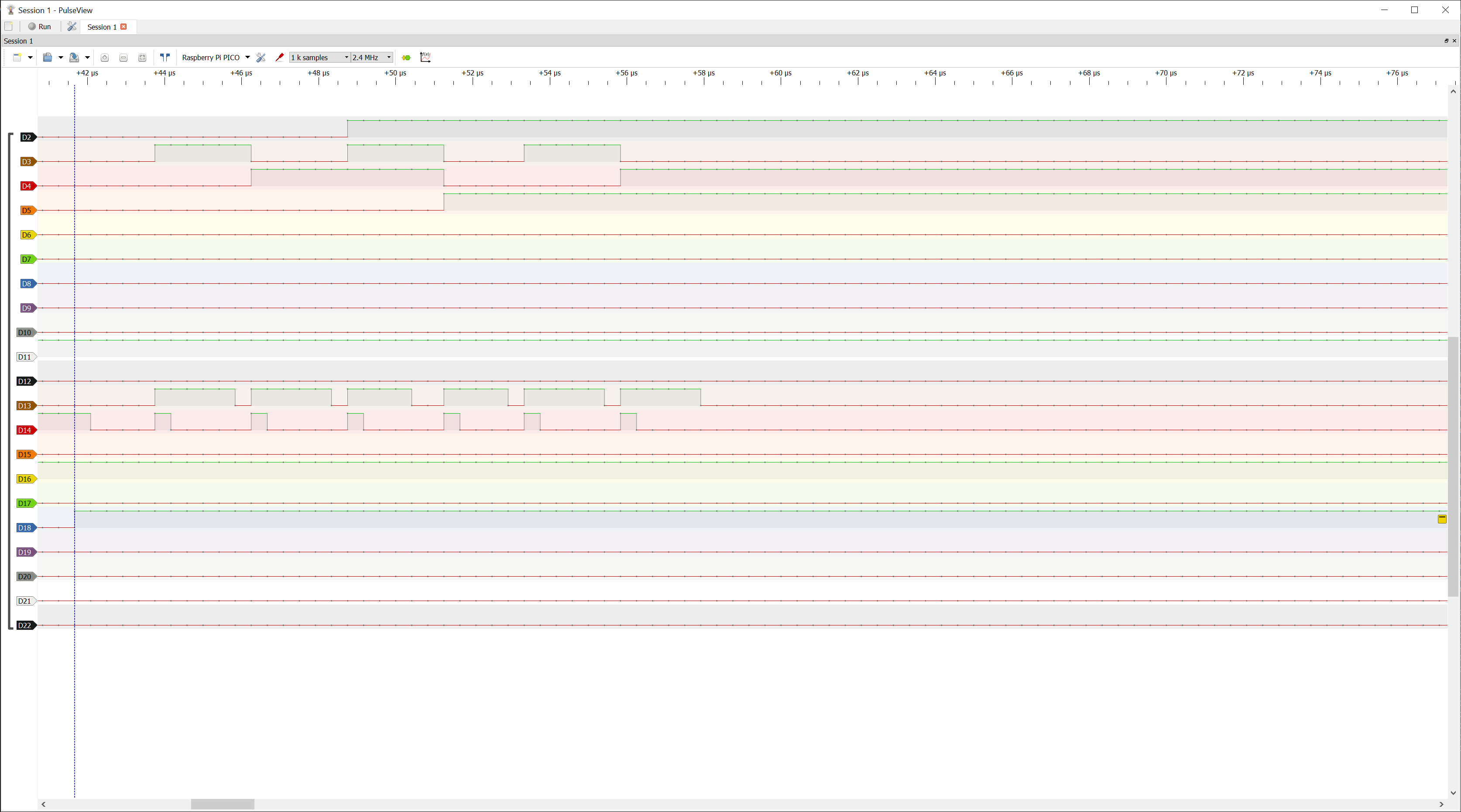 5MHz readout logic analyser view